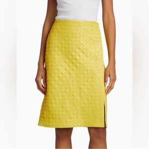 Bottega Veneta Intrecciato Leather Midi-Skirt